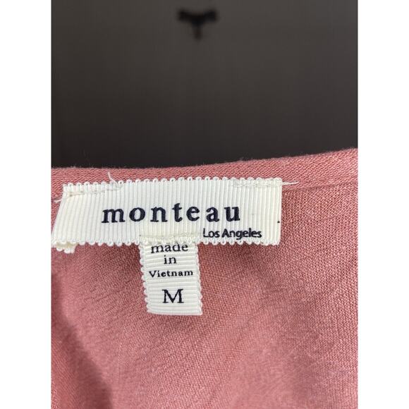 Monteau Linen Rayon Jumpsuit Women Medium Orange Cropped Minimalist Boho Beachy - Picture 8 of 8